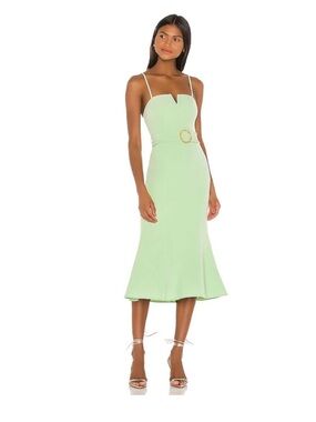 Fitted Midi Dress- Song of Style - Atlas Midi Dress in Green Tea
